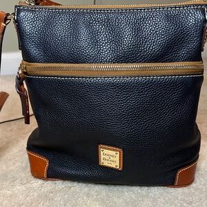 Dooney & Bourke Black and Tan Pebble Grain Crossbody Bag